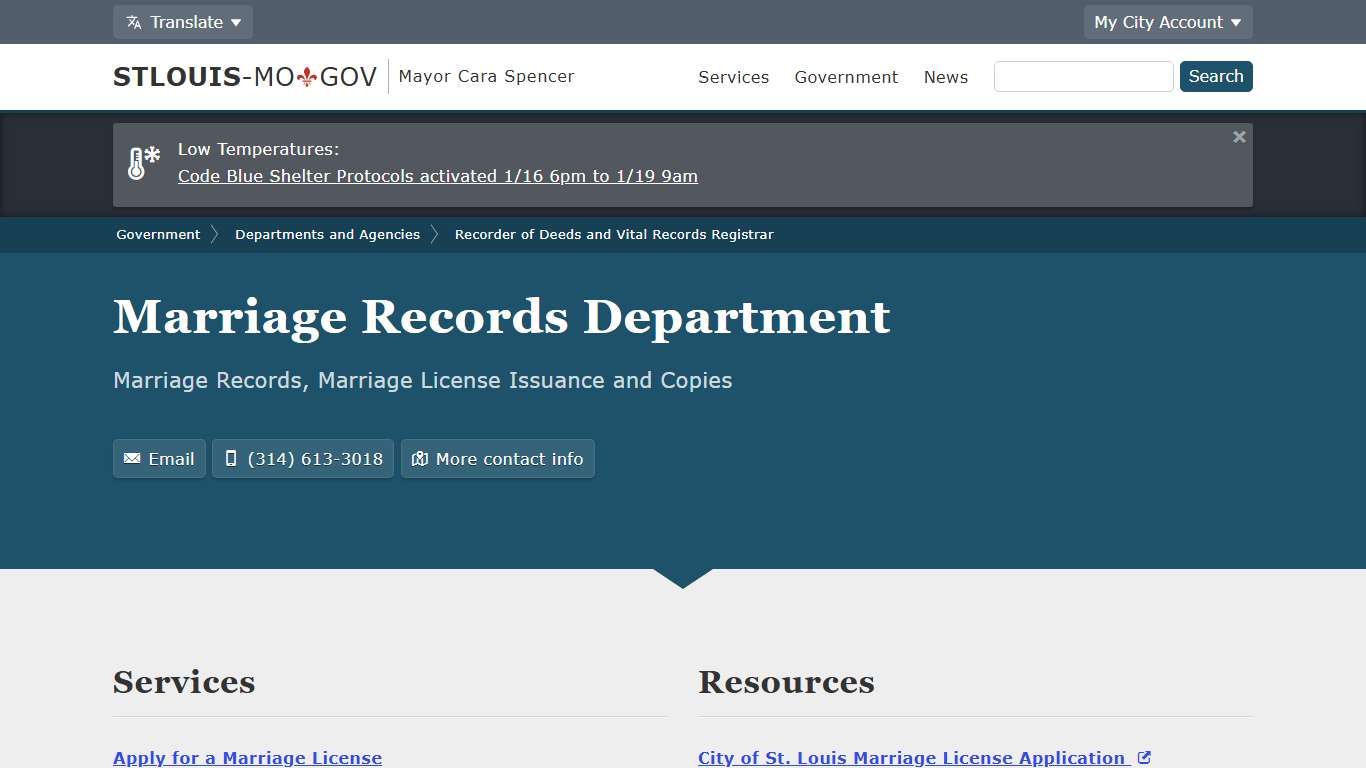 Marriage Records Department
